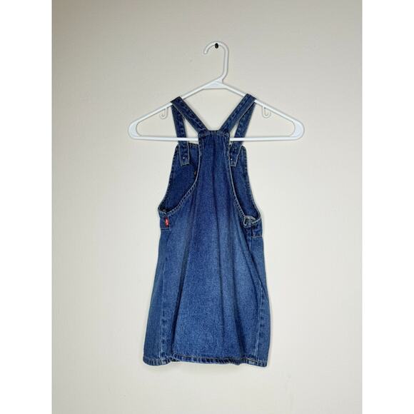 Levi's Girl's Bib Overall Denim Jean Skirt Jumper 5 Regular Button Down Pocket - Picture 2 of 8
